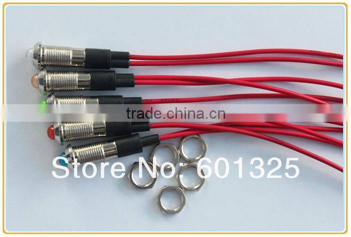 8mm LED color changing indicator light with 20cm wire
