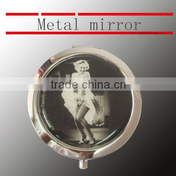 mini double sided mirror, metal mirror with rubber patch