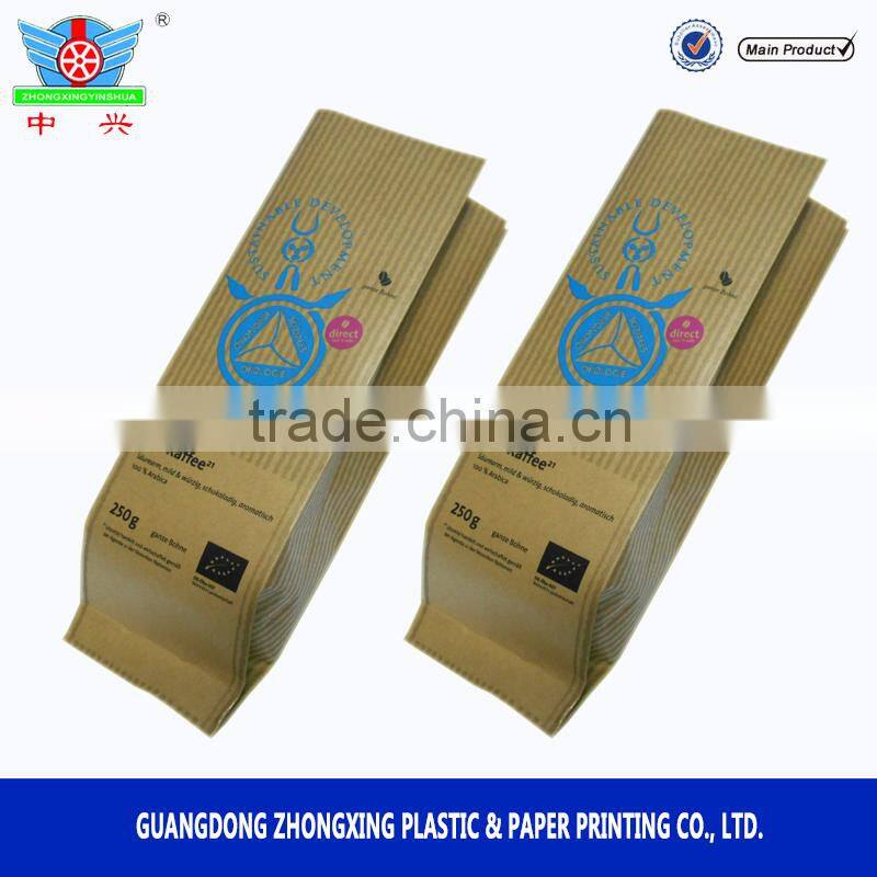 safety food packaging aluminum foil kraft paper pouch coffee bag with valve