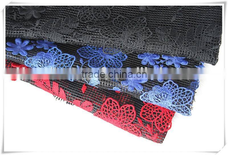 2016 summer lastest laser 3d flower embroidery mesh fabric