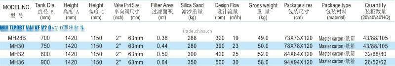 2 Valve Top-Mount Deep Beed Bobbin Winding Fiberglass Filters
