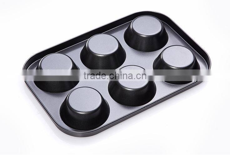 hot sale 6 cups non-stick carbon steel muffin baking tray