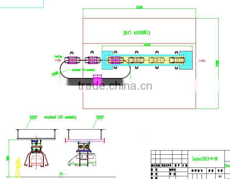 Tour bus car manufacturing assembly line