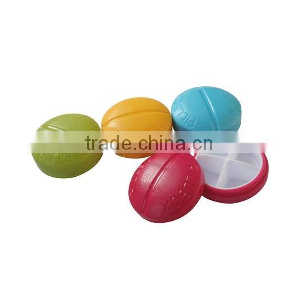 Candy Color Round 4 Compartment Pill Storage Box