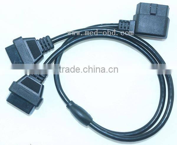 OBD2 Splitter Y Cable,Right Angle J1962M to 2 J1962F,1ft