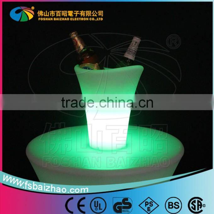 Plastic battery operated illuminated LED ice bucket