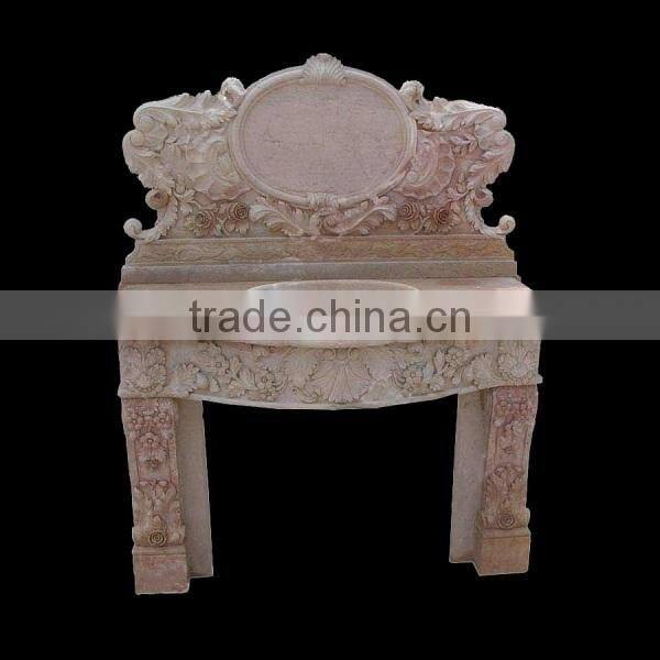 Flower Carved Marble Bath Sink