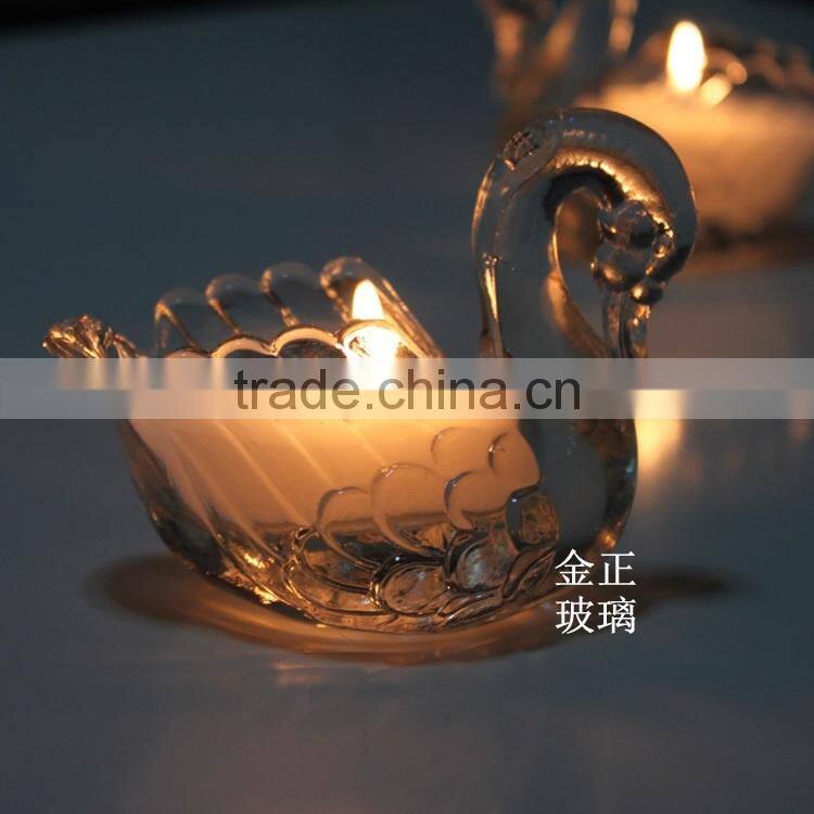 Little swan style glass candle holder, cute glass candle holder