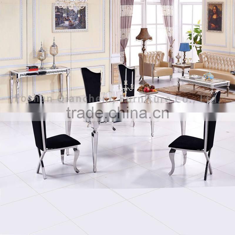 Luxury steel frame dining table set