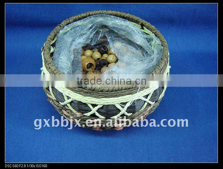 Brown round paper rope woven iron frame sundries storage box
