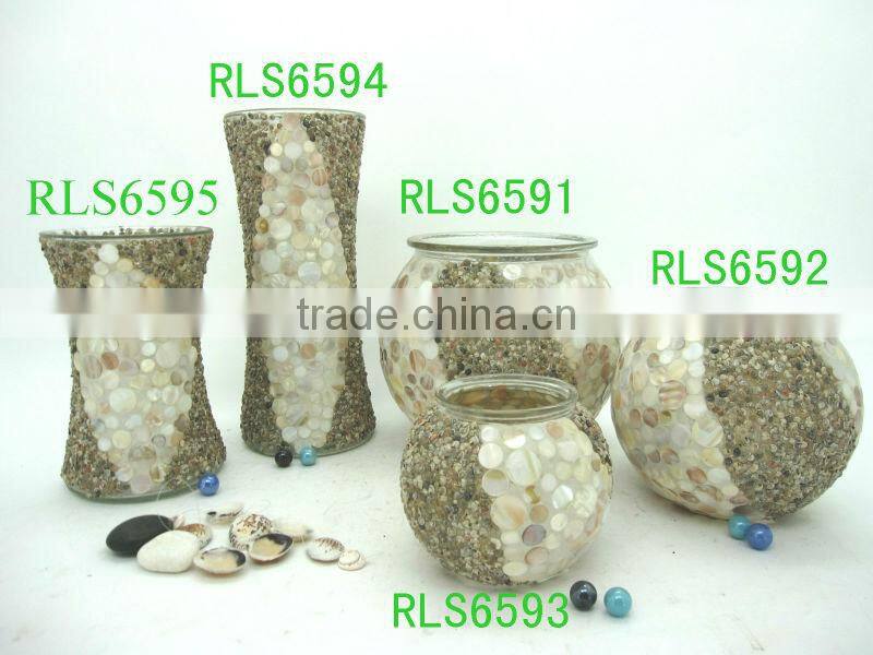 Chic Home Decor Item Natural Seashell Stone Large Heavy Modern Vases