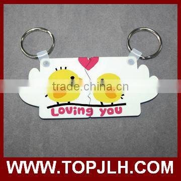 Hot selling sublimation couple lovers' MDF half heart keychain