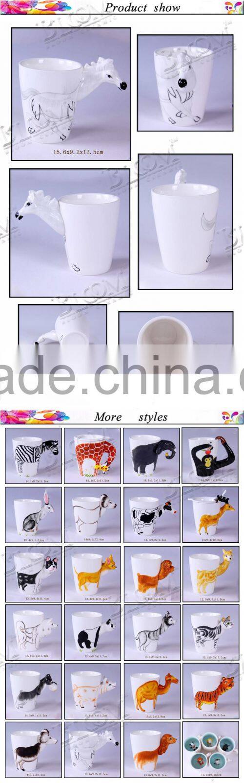 modern simple ceramic horse animal white coffee mug