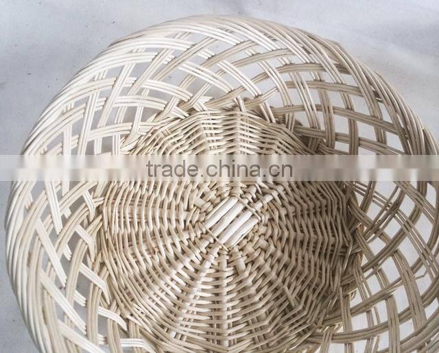 Handwoven round wicker rattan tray for food