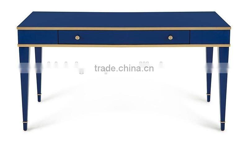 Exquisite Classic Italian Style Royal Blue Office Writing Desk with Golden Trim BF11-08303e
