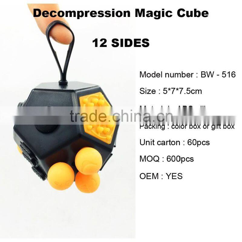 2017 hot sale 12 sides newest fidget cube Relieves Stress And Anxiety