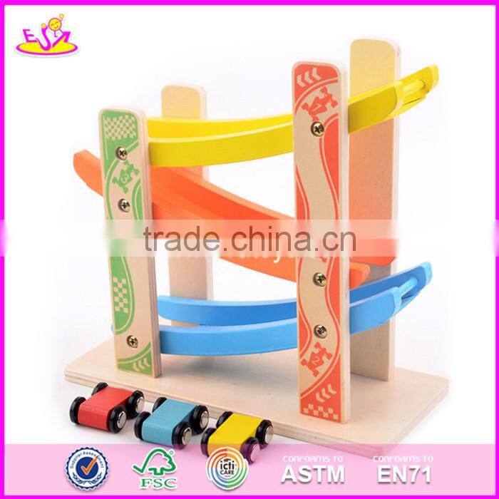 2017 new design 4 levels funny kids wooden race track toy W04E053