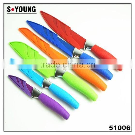 51006 6 pcs non-stick knife set with rubber handle