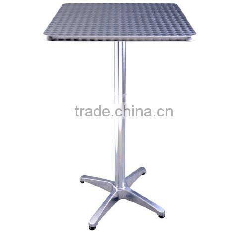 24" Silver Stainless Steel Square Top Adjustable Height Bar Bistro Table