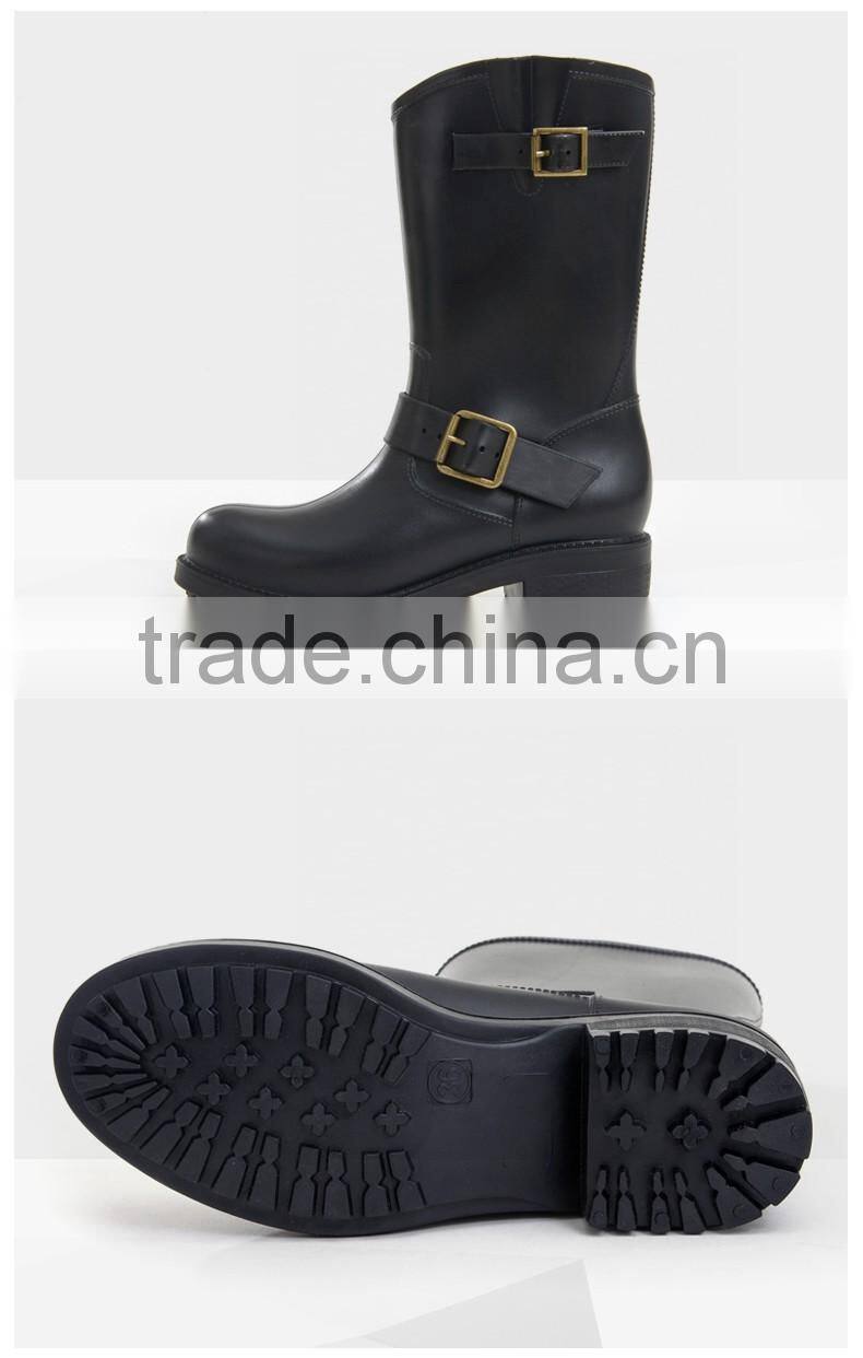 mid-tube Europe style custom women cheap rain boots with buckles