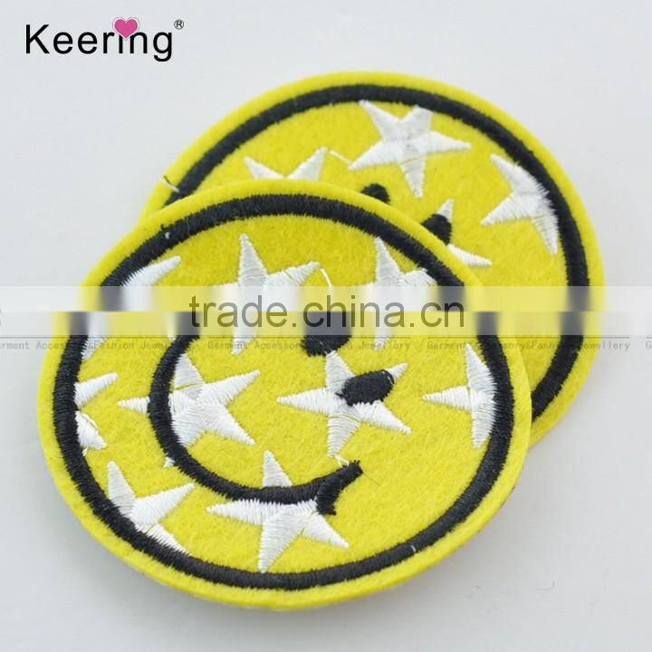 Colorful smiley face embroidery textile patch WEF-025
