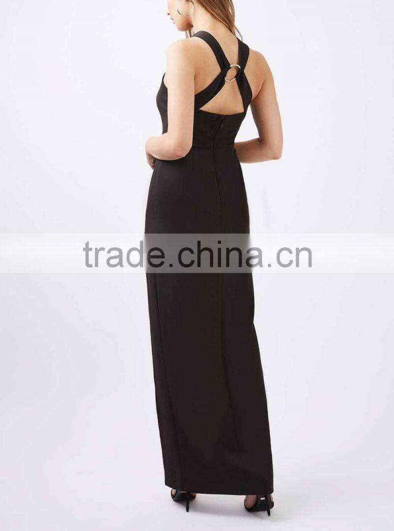 Goddness Cross Front Sexy Nighty Maxi Dresses Cross Strap Ring Back Ball Gown Wedding Dresses 2016 HSD5757