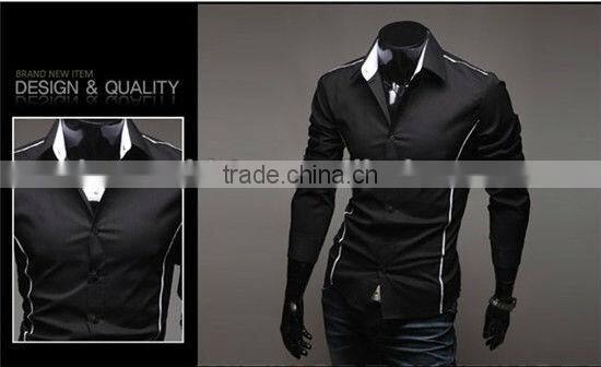 Stylish Italian style long sleeve latest design fashion black men's brand shirt