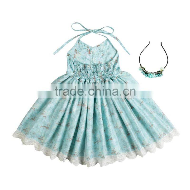 Boutique baby clothing girl spring dress girl flower dress with headband
