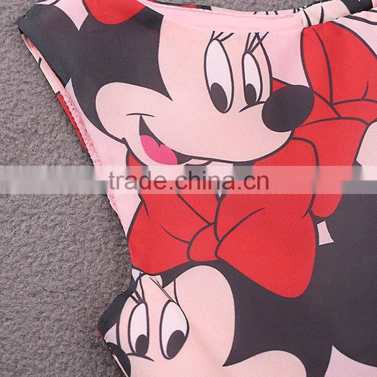 YAKUYIYI Girl's Red Cartoon Print Bow A-Line Dress for Sale