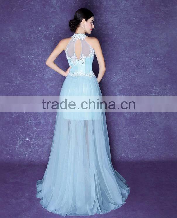 light blue lace mother of the bride halter dress