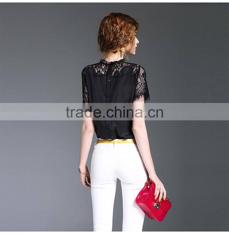 Maxnegio short sleeve new fashion lace blouse designs korean lace top