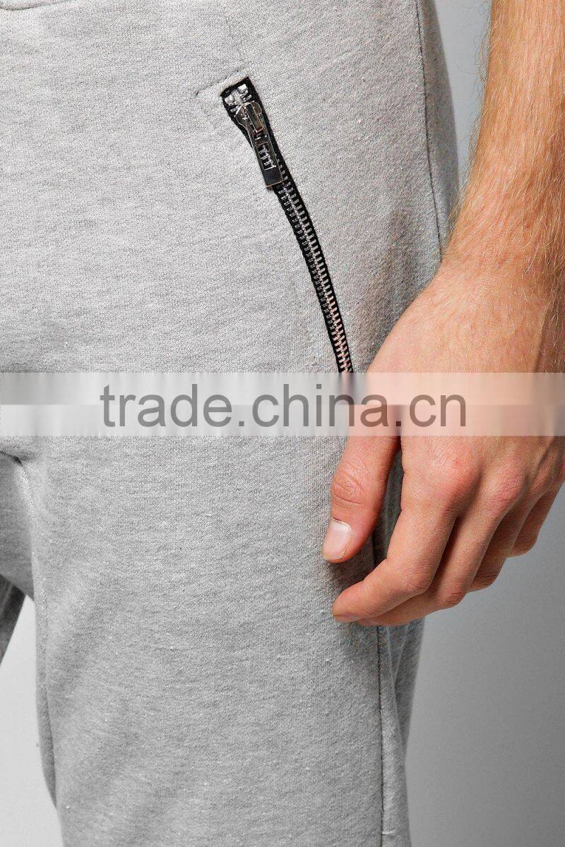 skinny fit drop crotch joggers with pockets plain men fashion trousers