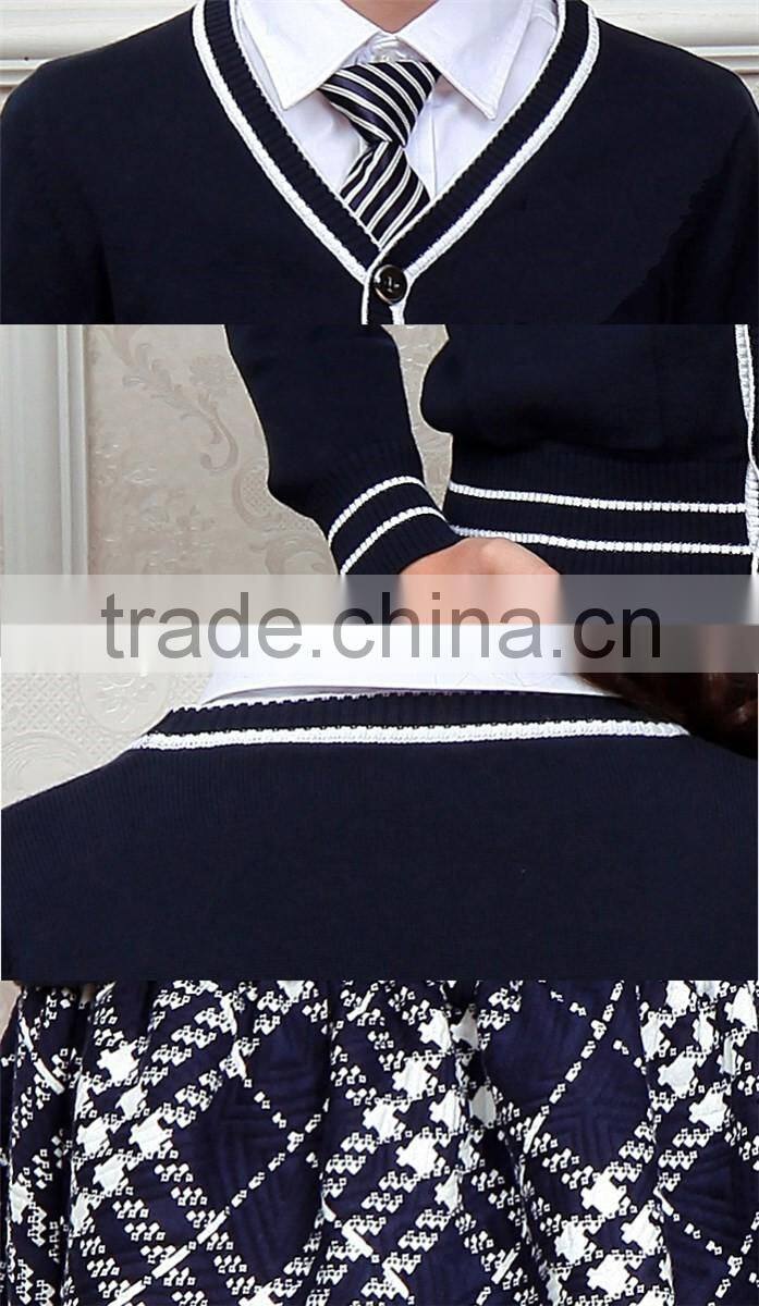 Blank plain color knitting cardigan school-uniform sample