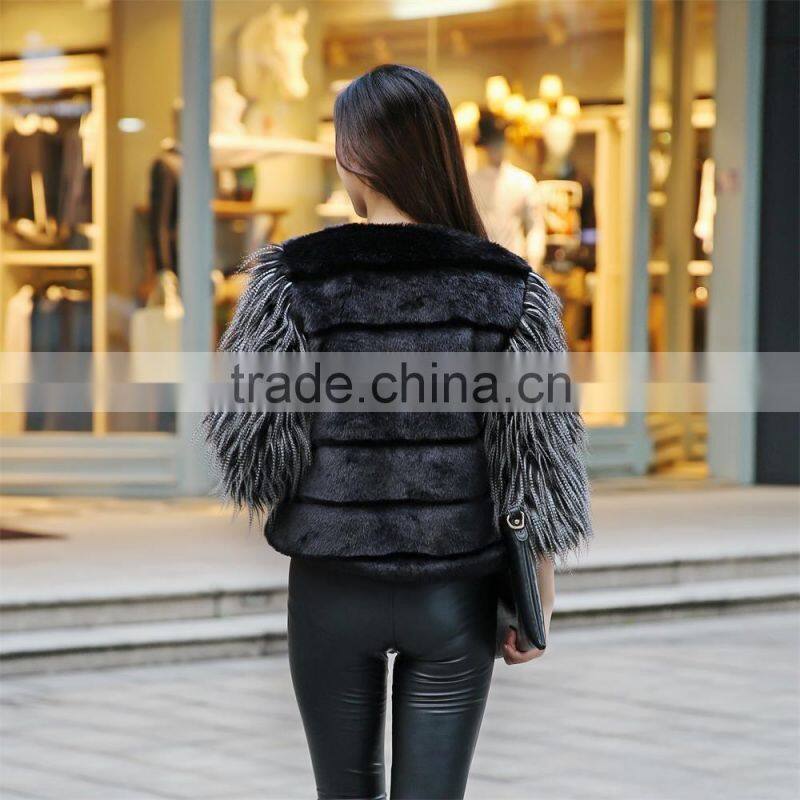 2faux Mink Fur jacket Shiny diamond decoration Mink coat Warm winter faux fur coat Factory outlets
