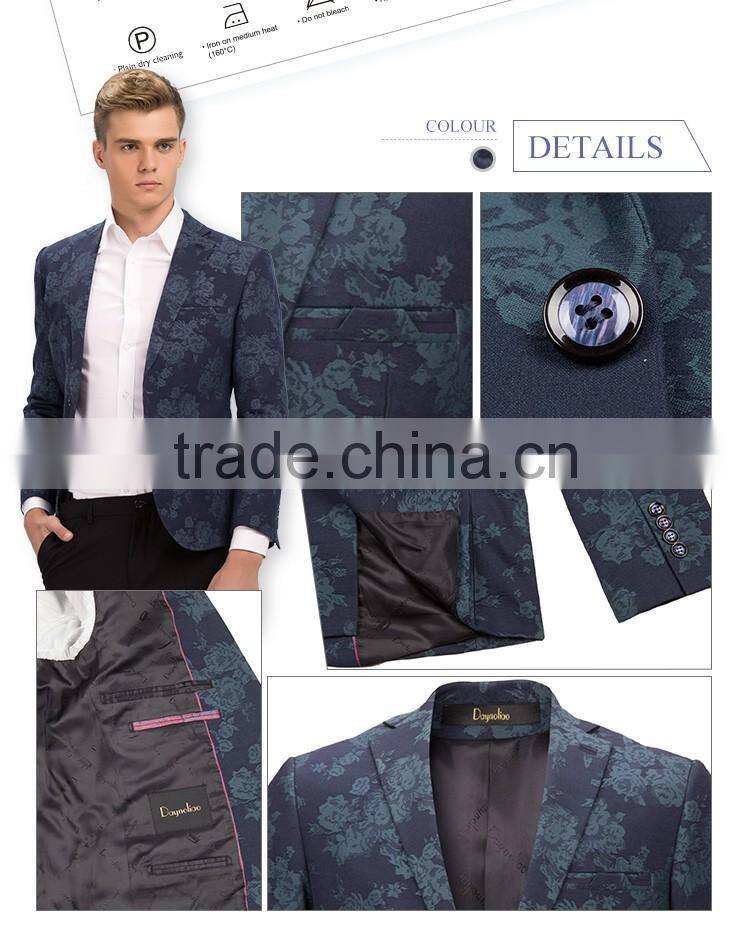Daynoliao 2016 new arrival printed pattern mens blazer one button slim fit men business casual male Party Jacket