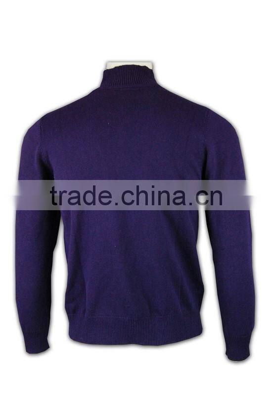 ISO9001/BSCI Manufature purple zipper mens blank wool sweater