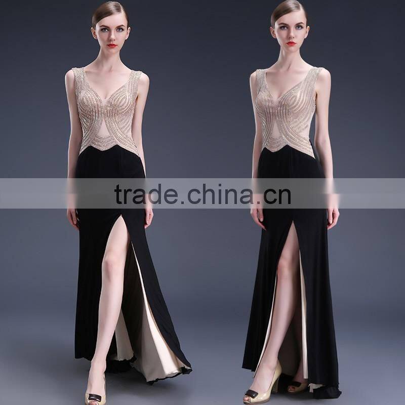 New fashion evening dress long summer dance show catwalk show host dress for sexy woman