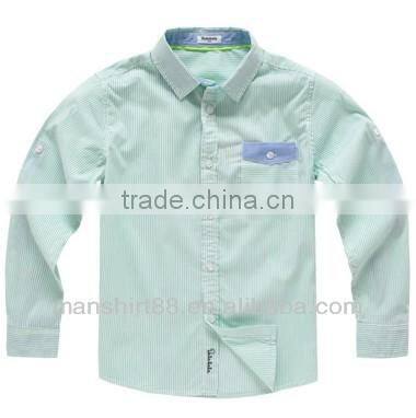 2016 left chest pocket contrast color oxford kids shirt
