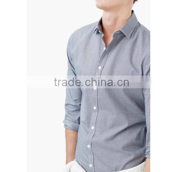 Modern slim grey 100% cotton casual shirt for man