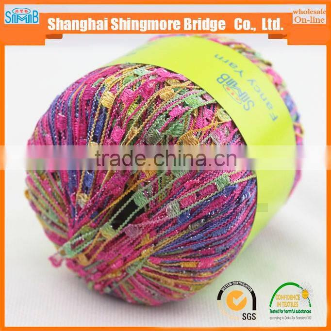 alibaba China knitting yarn supplier cheap wholesale oeko-tex standard quality matallic ladder yarn knitting scarf yarn