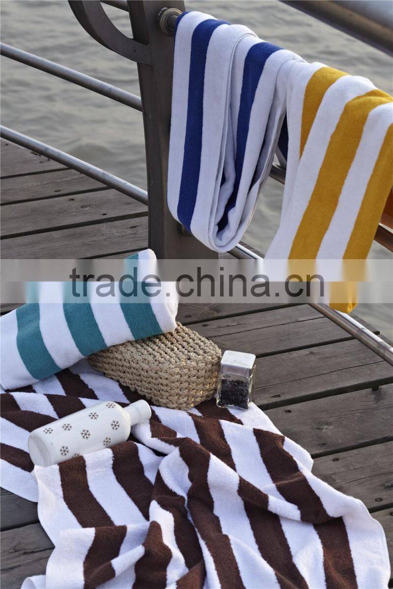 Hot Sell White And Blue Cotton Stripe Custom Beach Towel