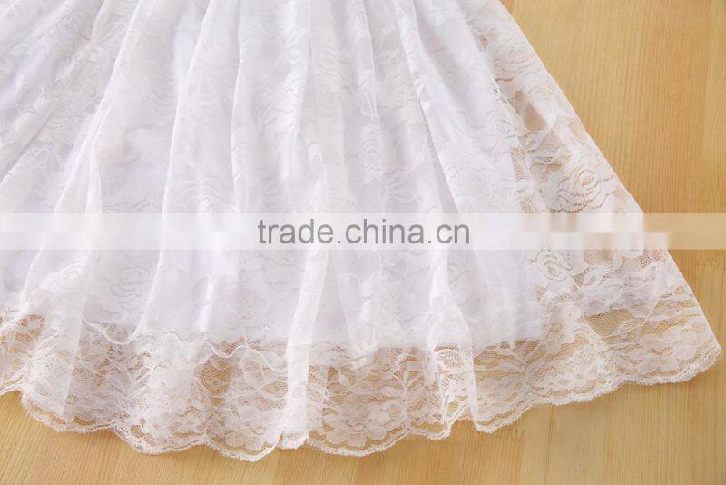 Top quality flutter sleeve flower baby lace dress girls maxi M6102001
