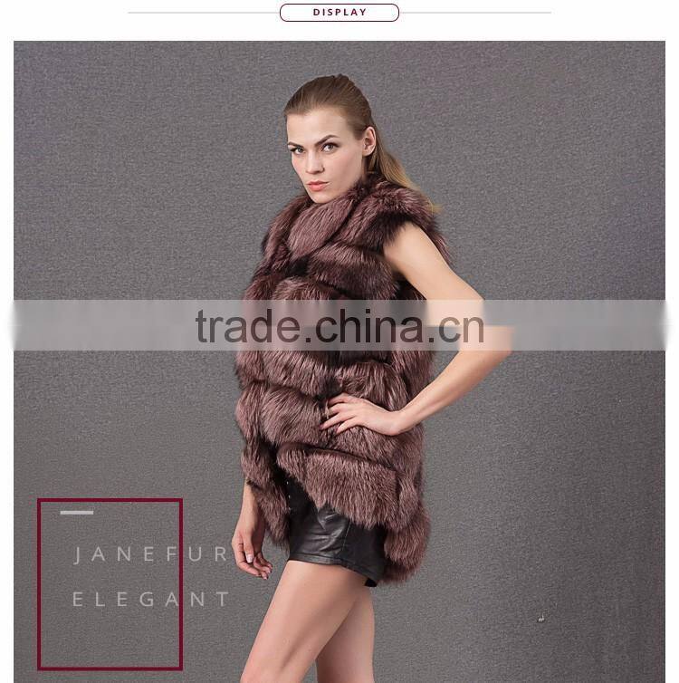 High quality lady fur coat genuine fur real girl fur vest