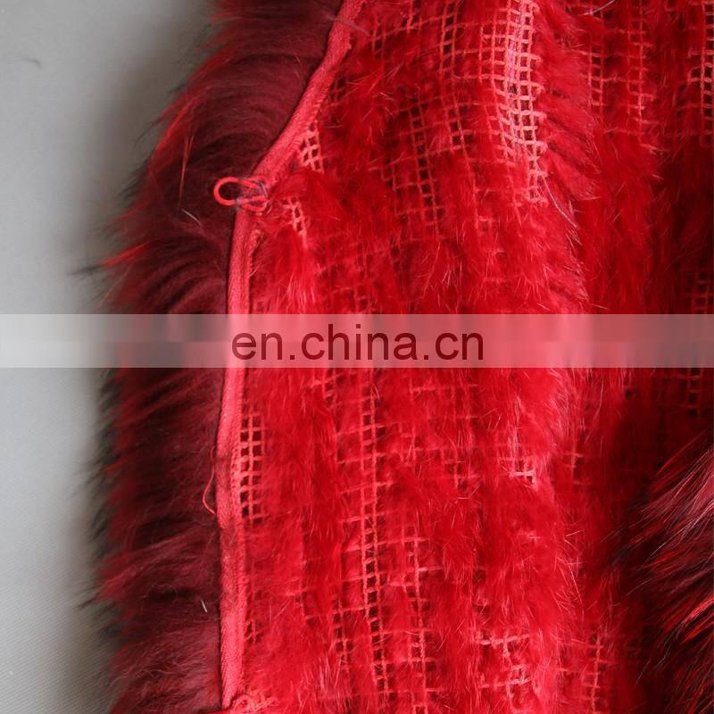 Factory direct supply genuine rabbit fur gilet with fur tassel handmade