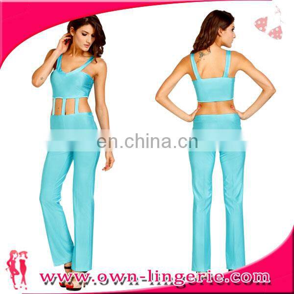 Sexy Rompers light blue Women sexy deep V-neck jumpsuits newest style jumpsuit