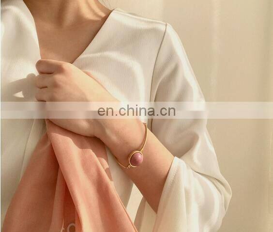 Natural Pink Stone Luck Beads Bracelet Palace Retro Fashion Bracelet