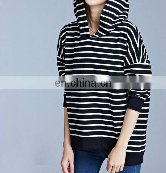 Alibaba Manufacturer Womens Ladies Hoodie Sweatshirt Hooded Tops Zip stripe Casual T-shirt
