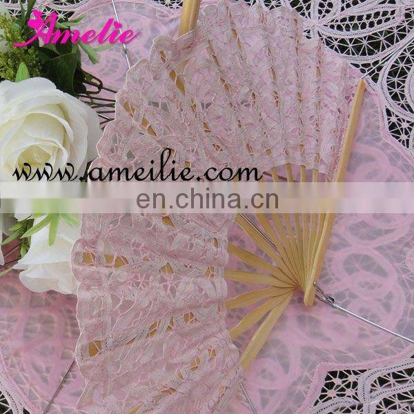 Navy blue wedding lace hand fan-Wholesaler Amelie