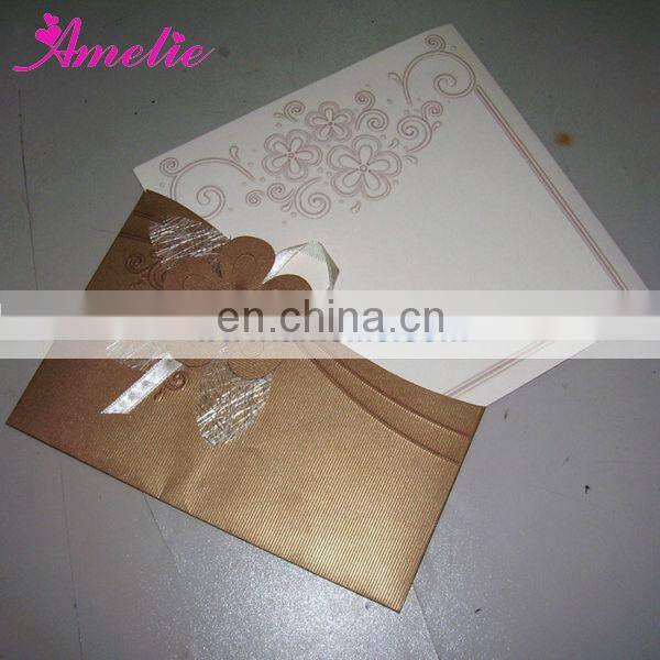AT012 Ribbon With Envelope Handmade Wedding Cards