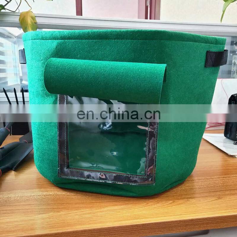 Custom transparent window Plant Felt Grow Bags with handles